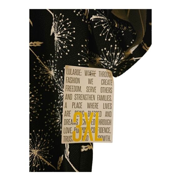 LULAROE Black Dandelion Wishes Amelia Dress - Size 3XL - Picture 5 of 9